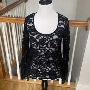 Express Black Floral Lace Blouse